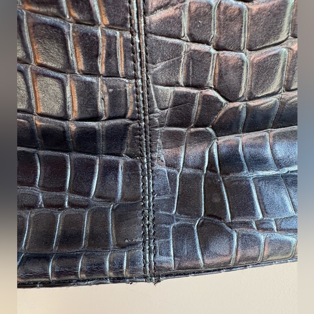 ANTONIO MELANI Black Leather Shoulder Bag with Crocodile Embossed Texture - Picture 13 of 16